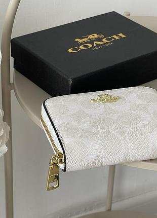 Женский маленький кошелек 12х9 см coach на молнии в коробочке кожаный мини бумажник от коуч