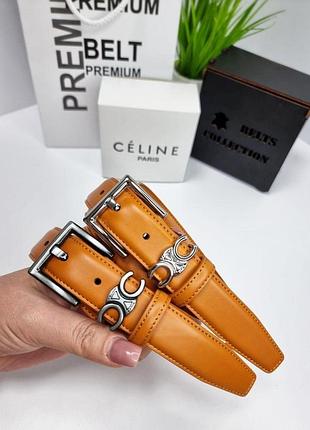 Женский кожаный ремень celine до 120 см пояс для женщины с металлической пряжкой широкий ремень в коробке от селин