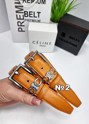 Женский кожаный ремень celine до 120 см пояс для женщины с металлической пряжкой широкий ремень в коробке от селин рыжий