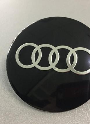 Наклейки audi d56 мм алюминий (серебристый логотип на черном фоне)
