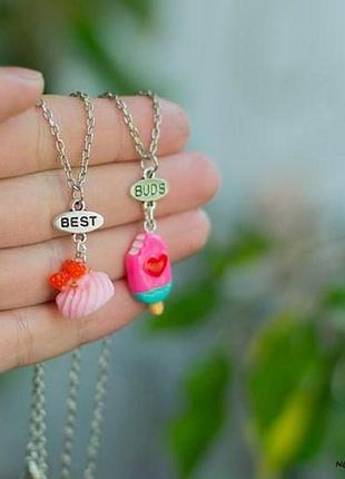 Кулон для двоих друзей "best buds. клубничные сладости"