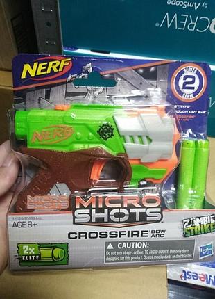 Nerf microshots zombie strike crossfire bow e1625 hasbro нерф бластер игрушечное оружие іграшкова зброя 2