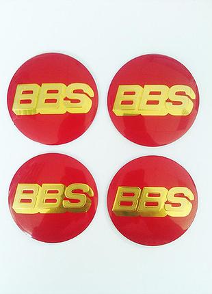 Наклейки bbs d56 мм алюминий (золотой логотип на красном фоне)