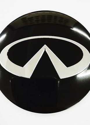 Наклейки infinity d56 мм алюминий (серебристый логотип на черном фоне)