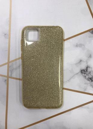 Силиконовый чехол с блестками для huawei y5p золотой