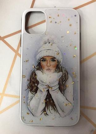 Силиконовый чехол с принтом для apple iphone 11 (6,1) белые варежки