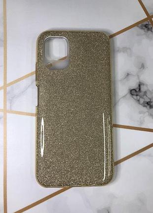 Силиконовый чехол с блестками для huawei р40 lite / nova 6 se золотой