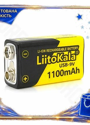 Аккумулятор liitokala 9v/1100mah, крона, type-c выход,nimh rechargeable battery