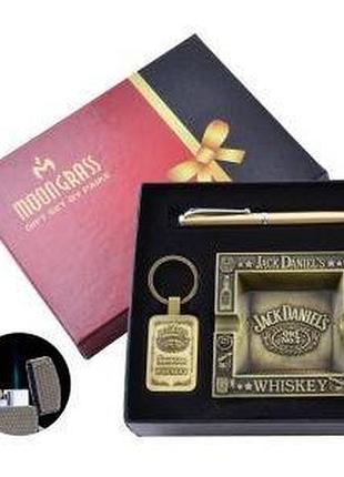 Подарунковий набір із попільничкою jack daniels запальничка/білок/ручка