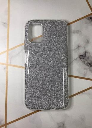 Силиконовый чехол с блестками для huawei р40 lite / nova 6 se серебряный