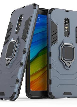 Чехол fiji ring для xiaomi redmi 5 plus бронированный бампер с кольцом темно-синий