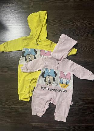 Набір ромперів (комбінезонів) для дівчинки, murat baby, принт disney, 2 шт, 100% бавовна, розмір 62, від 0-3 міс.