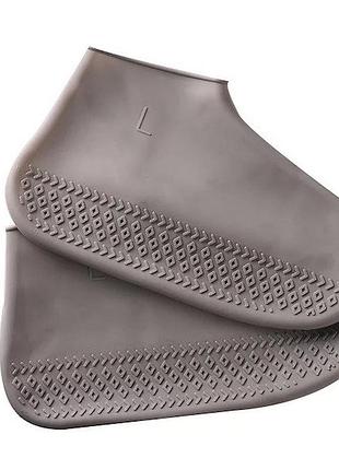 Водонепроникні чохли для взуття від дощу та бруду dry shoes силіконові прозорі сірий, s
