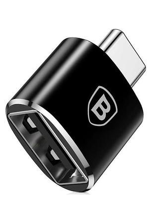 Адаптер перехідник baseus usb "мама" - type-c "тато" конвертер, колір чорний catotg-01