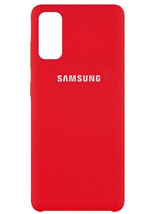 Силіконовий чохол soft touch з мікрофіброю для samsung galaxy s20 червоний