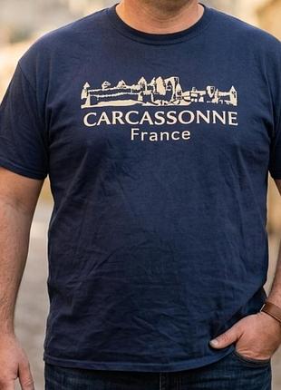 Темно-синяя футболка fruit of the loom «carcassonne  запуск» - размер xxl