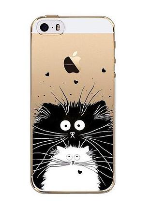 Силиконовый ультратонкий прозрачный чехол для iphone 7, 8 коты