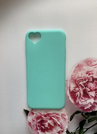 Силиконовый матовый чехол с заглушками для iphone 7, 8 бирюзовый