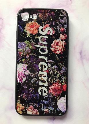 Силіконовий глянцевий чохол з блискітками для iphone 7 7s 8 8s supreme