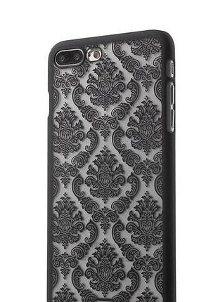 Пластиковый прозрачный матовый чехол для iphone 7 plus, 8 plus виражи черный