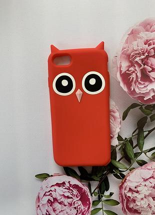 Силиконовый чехол для iphone 7, 8 сова красная