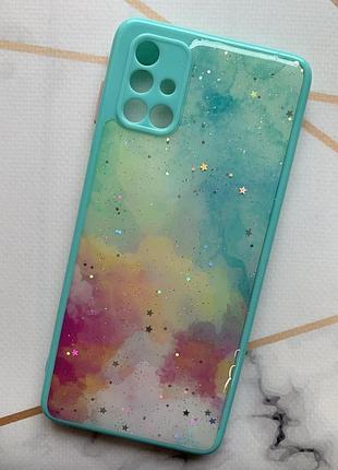 Чехол с принтом для samsung galaxy m31s галактика бирюзовый