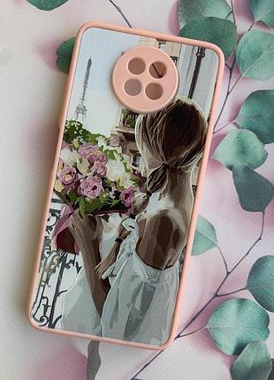 Чехол с принтом для xiaomi redmi note 9t / redmi note 9 5g :: девушка с цветами