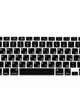 Силиконовая накладка на клавиатуру us macbook 2011-2017 черная с русскими буквами
