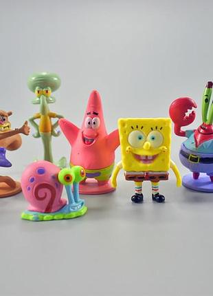 Мини фигурки «губка боб» 6 героев из мультфильма