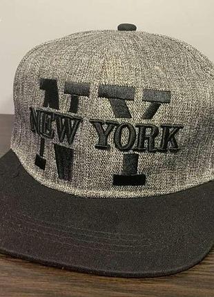 Кепка з прямим кзирком new york темно-сіра 182