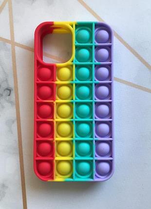 Силиконовый чехол поп ит антистресс поп-ит pop it для iphone 12 mini (5.4) попит красно-фиолетовый