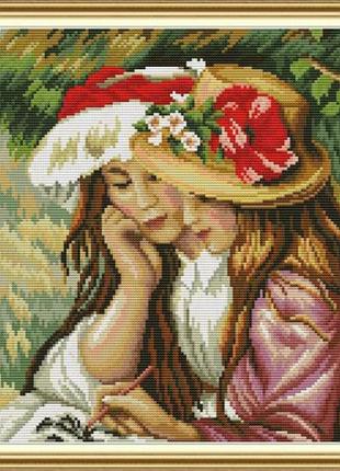 Набір для вишивання за нанесеною на канву схемою "girls 2". aida 14ct printed, 41*35 см