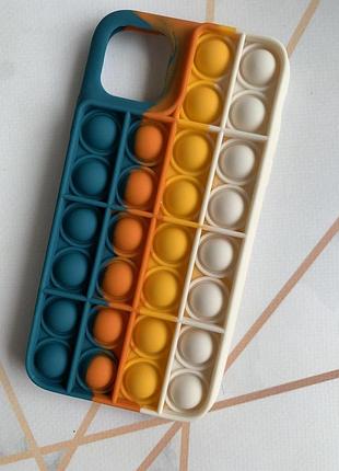 Силіконовий чохол поп іт антистрес поп-іт pop it для iphone 11 (6,1) попит бірюзово-білий