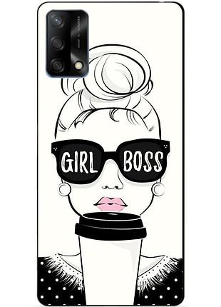 Силиконовый бампер чехол для oppo a74 с рисунком girl boss