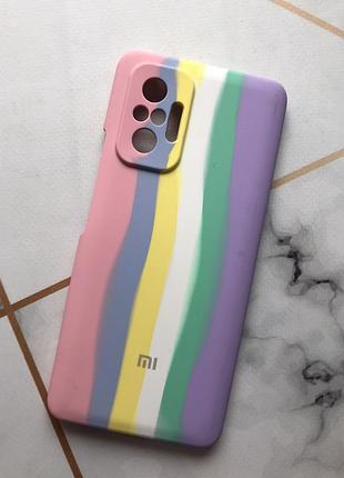Силиконовый чехол silicone case для xiaomi redmi note 10 pro / note 10 pro max разноцветный розово-фиолетовый