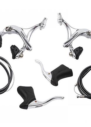 Тормоза v-brake alhonga комплект hj-805ad + ручки + тросс + рубашка