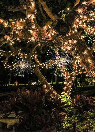 Автономная уличная светодиодная гирлянда led firework на солнечной батарее белый 02427
