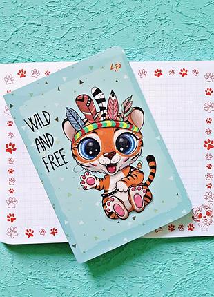 Блокнот а6 з кольоровими аркушами profi little tigers wild&free 40арк. арт. 9045