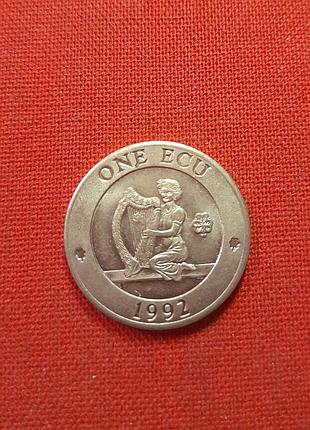 Северная ирландия 1  экю 1992г.one ecu 1992 , n. ireland, очень редкий