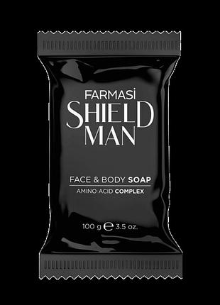 Мужское мыло для лица и тела shield man amino acid, 100 г farmasi