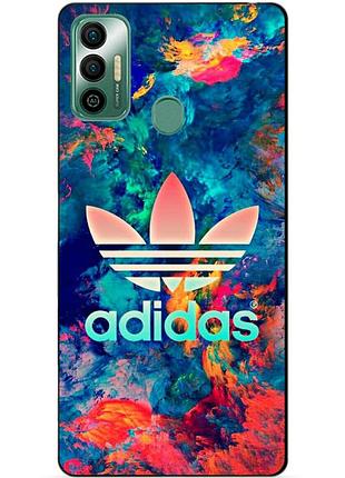 Силіконовий бампер чохол для tecno spark 7 з малюнком adidas