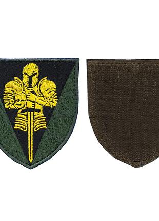 Шеврон військовий / армійський, 17 окрема танкова бригада (лицар), на чорному фоны, зсу. 8 см * 7 см