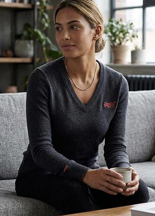Жіночий джемпер светр superdry orange label з кашеміром s сірий