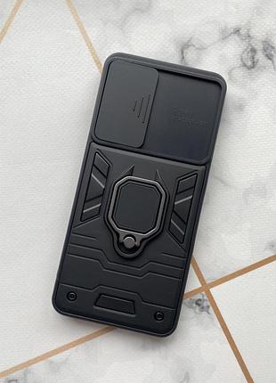 Силиконовый чехол со слайд-камерой и кольцом-подставкой для samsung galaxy a32 черный
