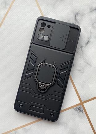 Силіконовий чохол зі слайд камерою та кільцем-підставкою для samsung galaxy а31 чорний