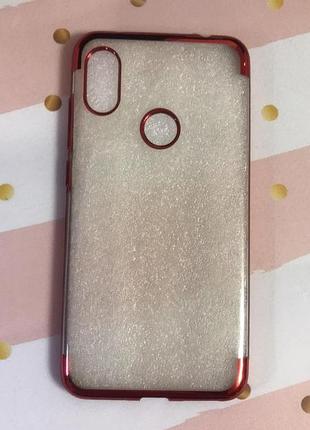 Прозорий силіконовий чохол з червоним обідком для xiaomi redmi note 6