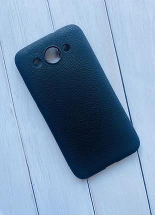 Силіконовий матовий чохол, зроблений під шкіру, для huawei y3 2017 чорний