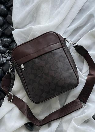 Мужская сумка мессенджер через плечо coach коричневый е