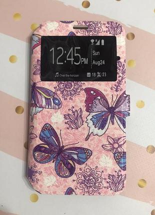 Чехол-книжка с принтом для huawei y3 2017 бабочки