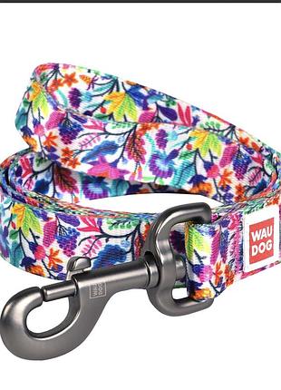 Повідець з малюнком "чарівні квіти" collar waudog nylon 122 см х 20 мм